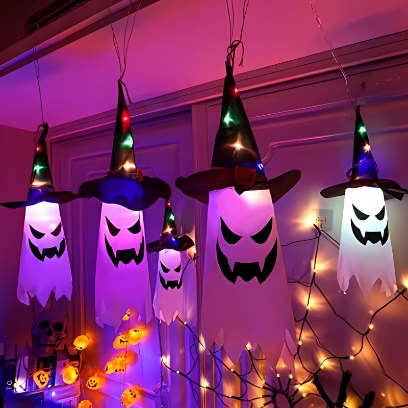 PhantomGlow™ - Halloween Hängende Geister-Hexenhut Lampen
