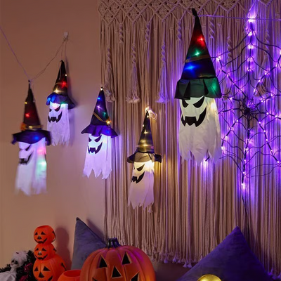 PhantomGlow™ - Halloween Hängende Geister-Hexenhut Lampen