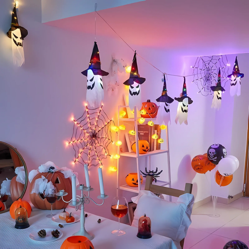 PhantomGlow™ - Halloween Hängende Geister-Hexenhut Lampen