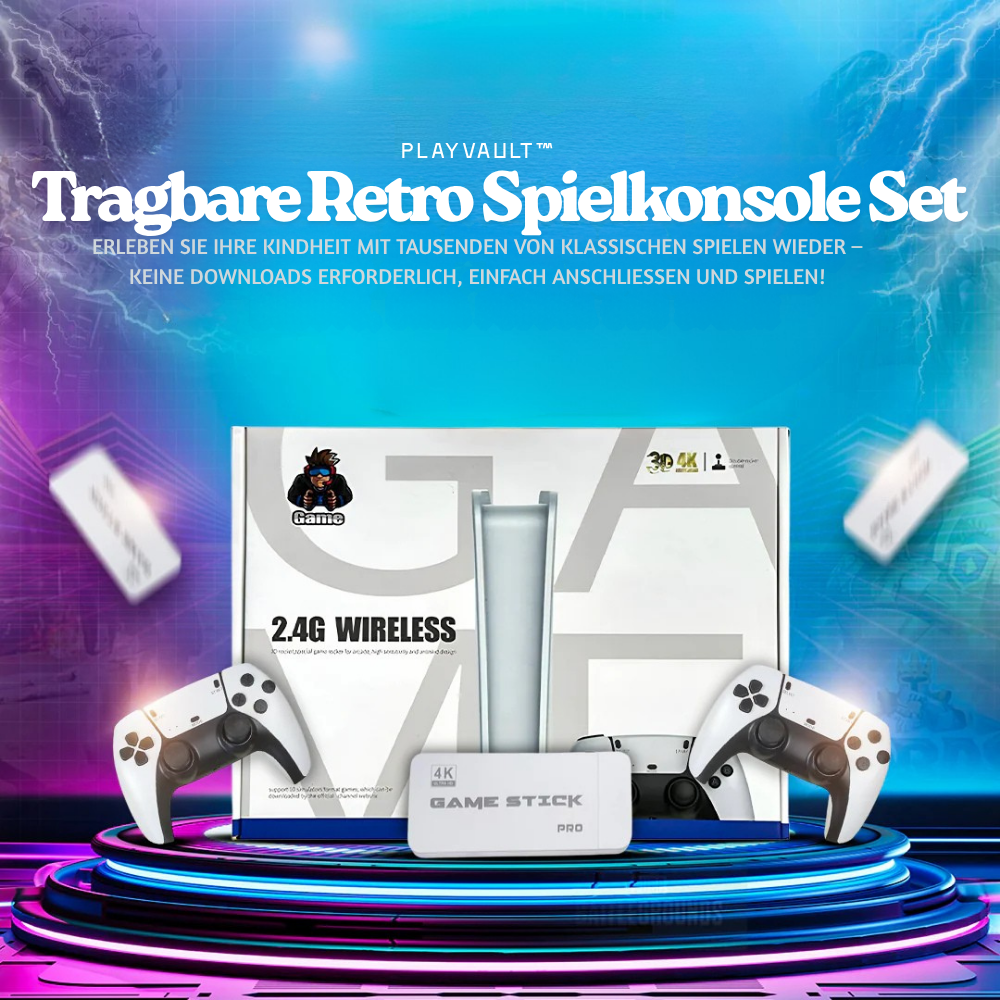 PlayVault™ – Tragbare Retro Spielkonsole Set