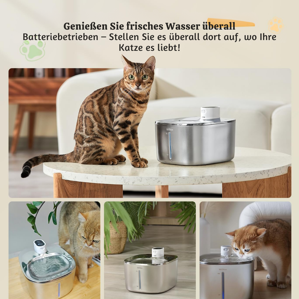 PurrFlow™ – Kabelloser Automatischer Katzenbrunnen