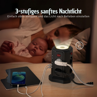 SafeVolt™ – Multifunktionaler Steckdosenturm