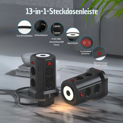 SafeVolt™ – Multifunktionaler Steckdosenturm