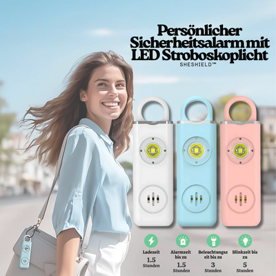 SheShield™ – Persönlicher Sicherheitsalarm mit LED Stroboskoplicht