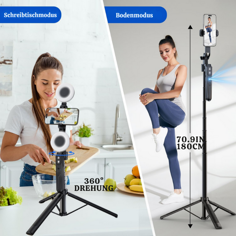 SnapGlow™ – Tragbares 6-in-1 LED Ringlicht Stativ