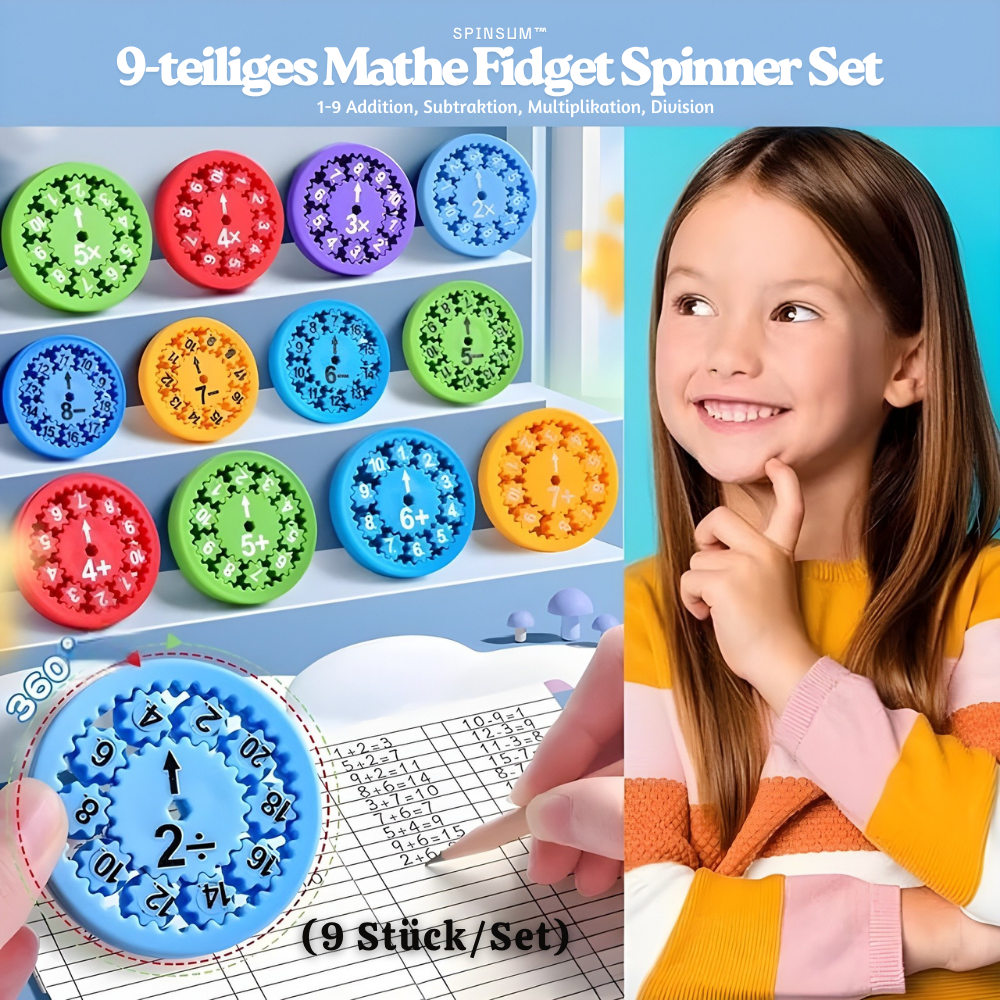 SpinSum™ – 9-teiliges Mathe Fidget Spinner Set