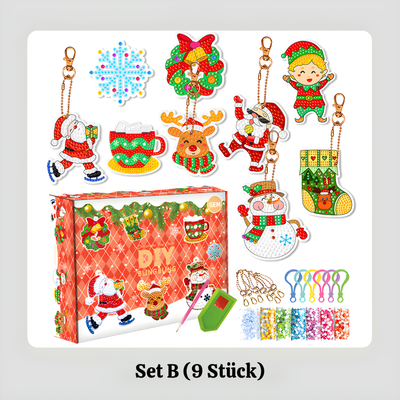 TwinkleCraft™ – Weihnachts DIY Diamant Malerei Schlüsselanhänger Set