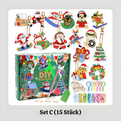 TwinkleCraft™ – Weihnachts DIY Diamant Malerei Schlüsselanhänger Set