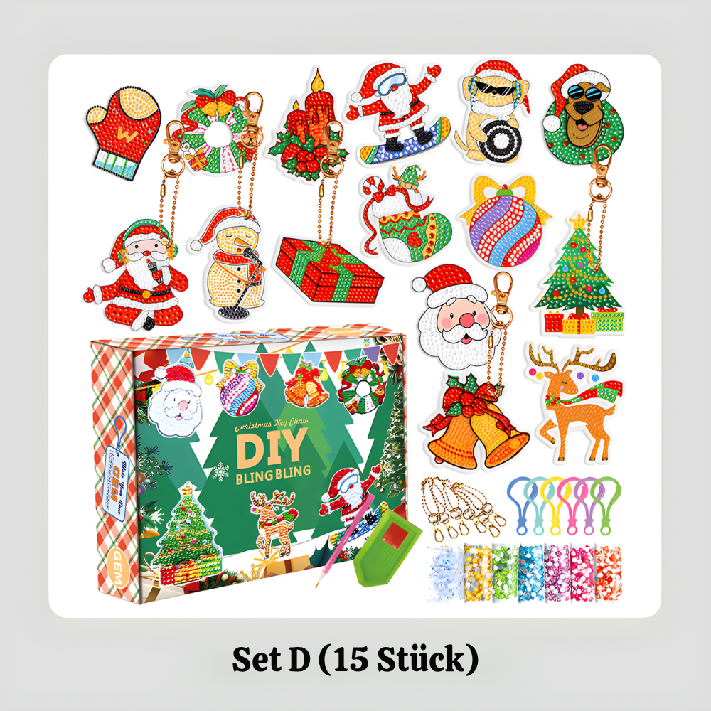 TwinkleCraft™ – Weihnachts DIY Diamant Malerei Schlüsselanhänger Set
