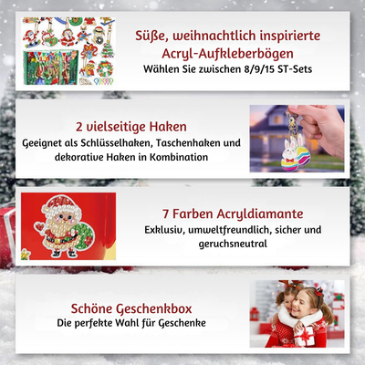 TwinkleCraft™ – Weihnachts DIY Diamant Malerei Schlüsselanhänger Set