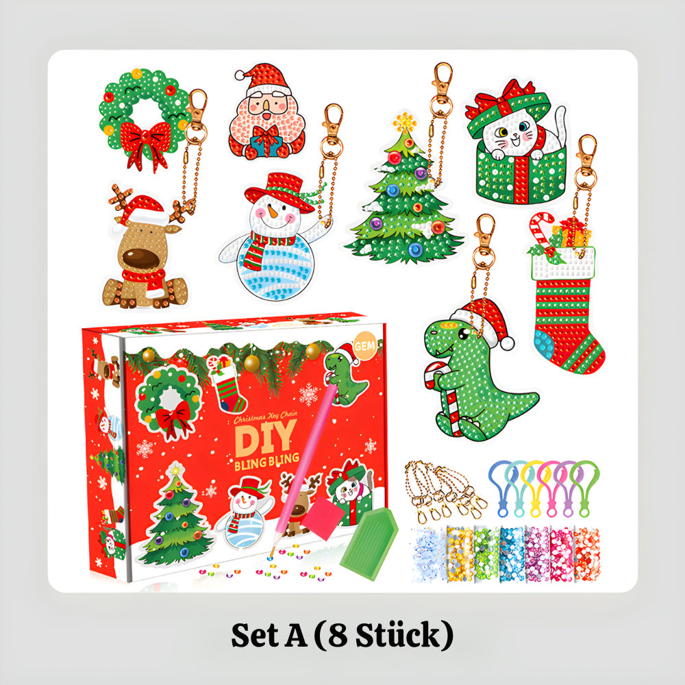 TwinkleCraft™ – Weihnachts DIY Diamant Malerei Schlüsselanhänger Set