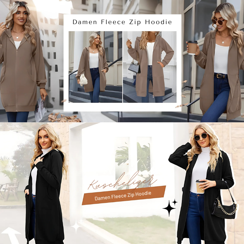 Zarah™ – Kuscheliger Damen Fleece Zip Hoodie