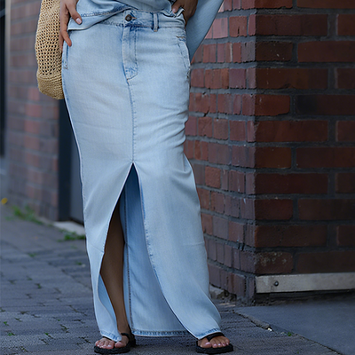 Ottilia™ – Elegantes Denim Off-Shoulder Top & Rock-Set