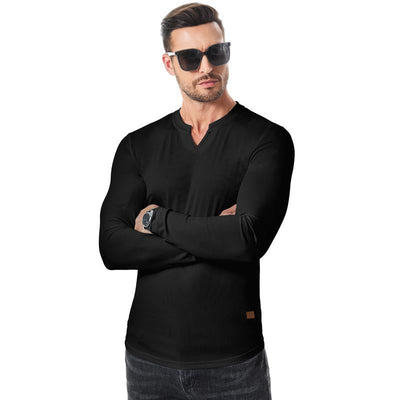 Johan™ – Herren Rippstrick Langarmshirt mit V-Ausschnitt