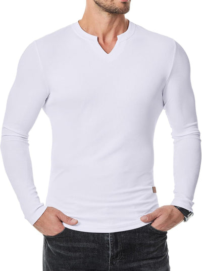Johan™ – Herren Rippstrick Langarmshirt mit V-Ausschnitt